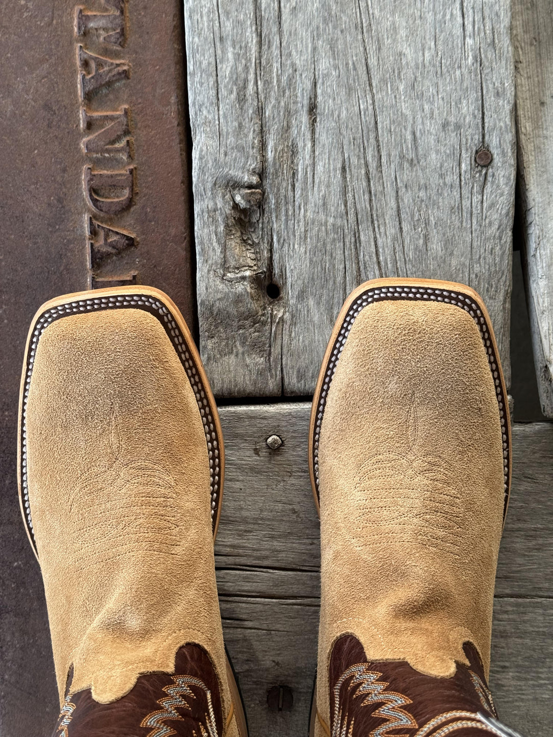 Horse Power Top Hand  | Tan Crazy Roughout Boot | Toe View