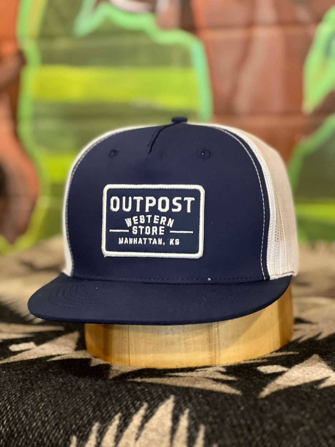 Outpost 5 Panel Patch Trucker Cap | Navy/White