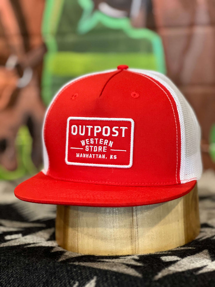 Outpost 5 Panel Patch Trucker Cap | Red/White