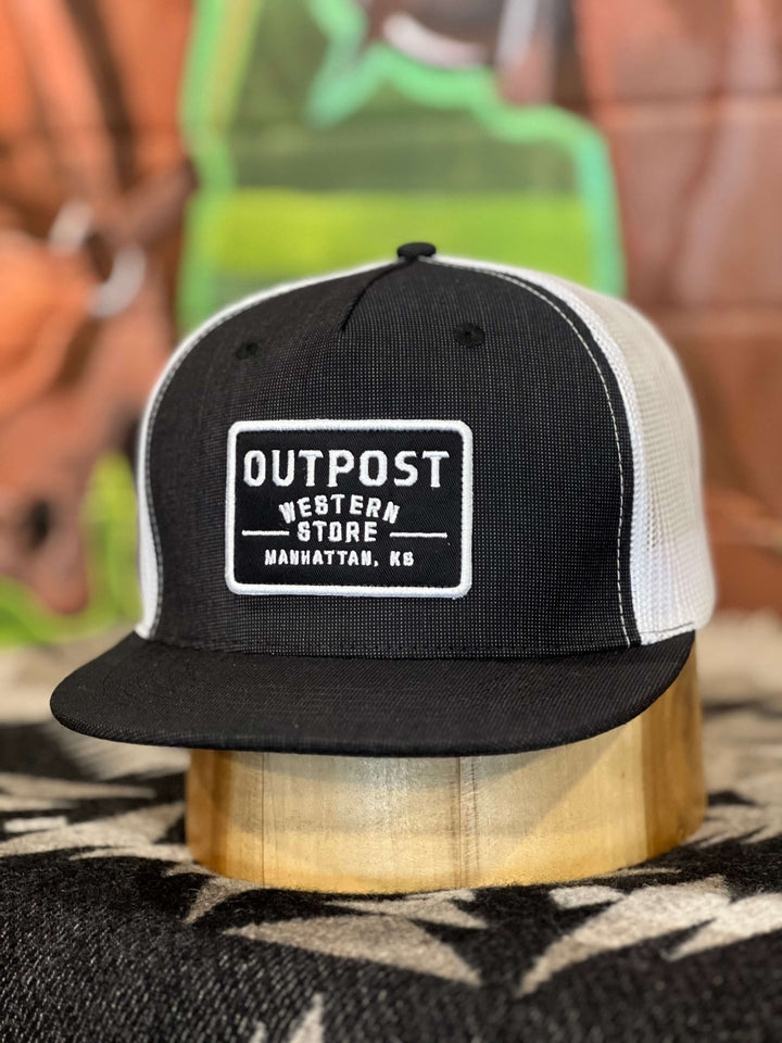 Outpost 5 Panel Patch Trucker Cap | Suit Black/White