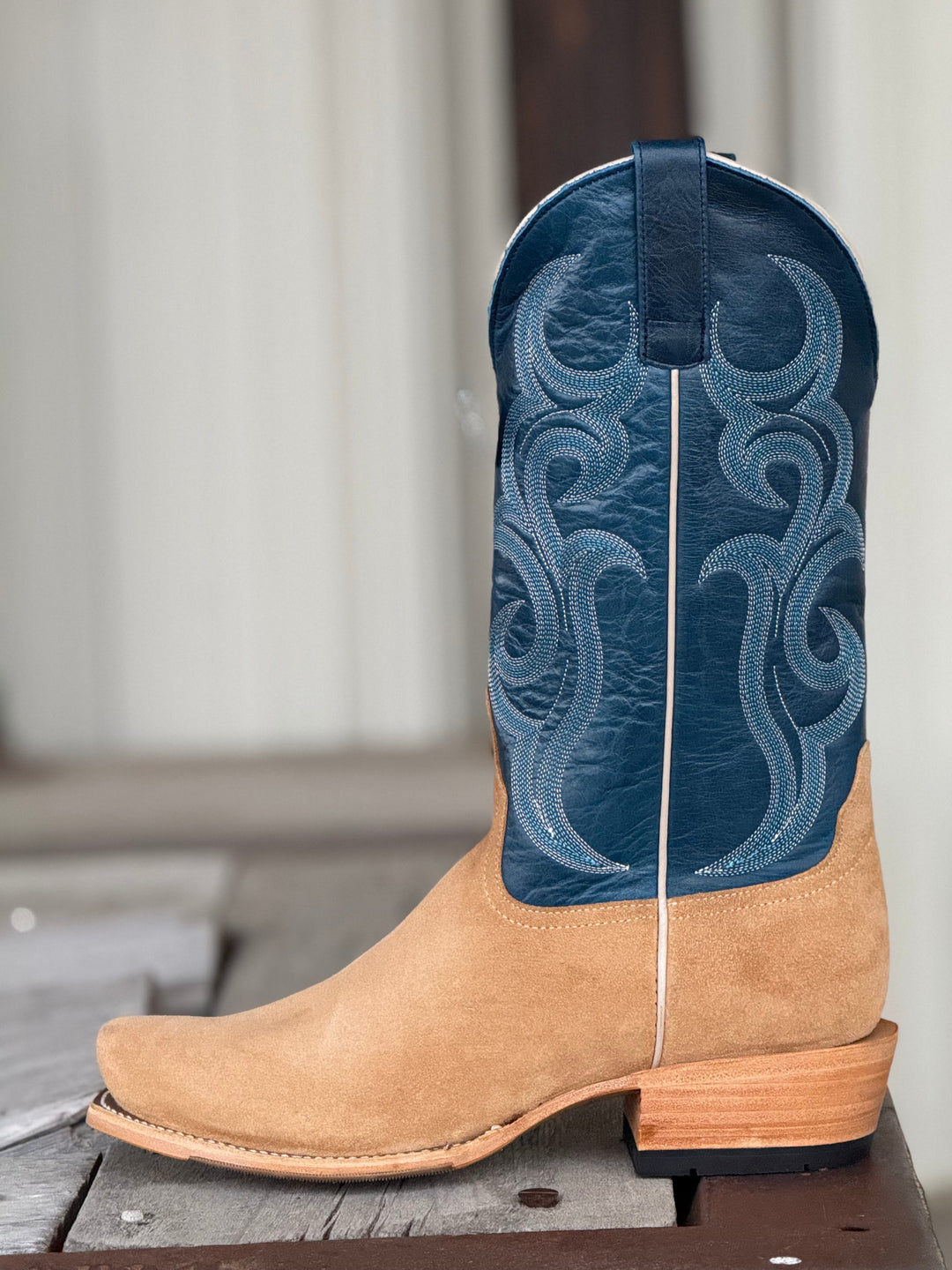 Horse Power Top Hand | Tan Crazy Rough Out Boot | Side View