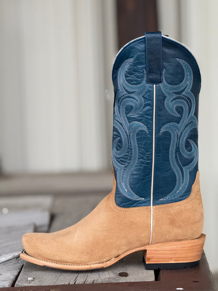 Horse Power Top Hand | Tan Crazy Rough Out Boot | Side View