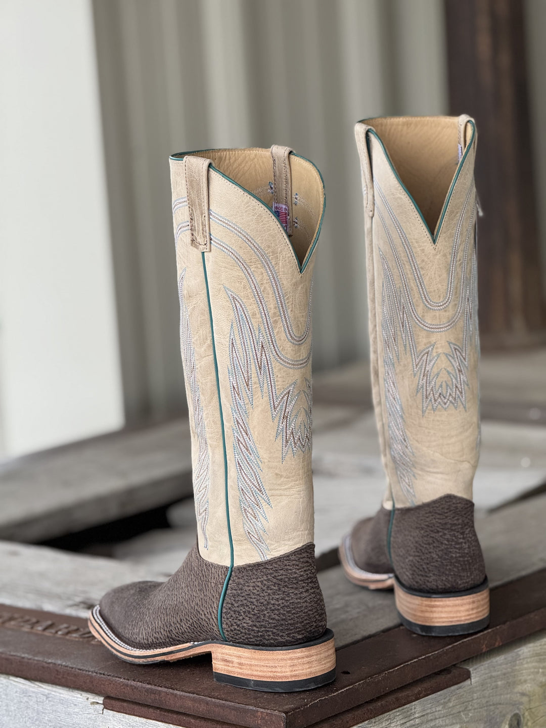 Olathe Boot Co. | Charcoal Boar Tall Top Boot | Back View