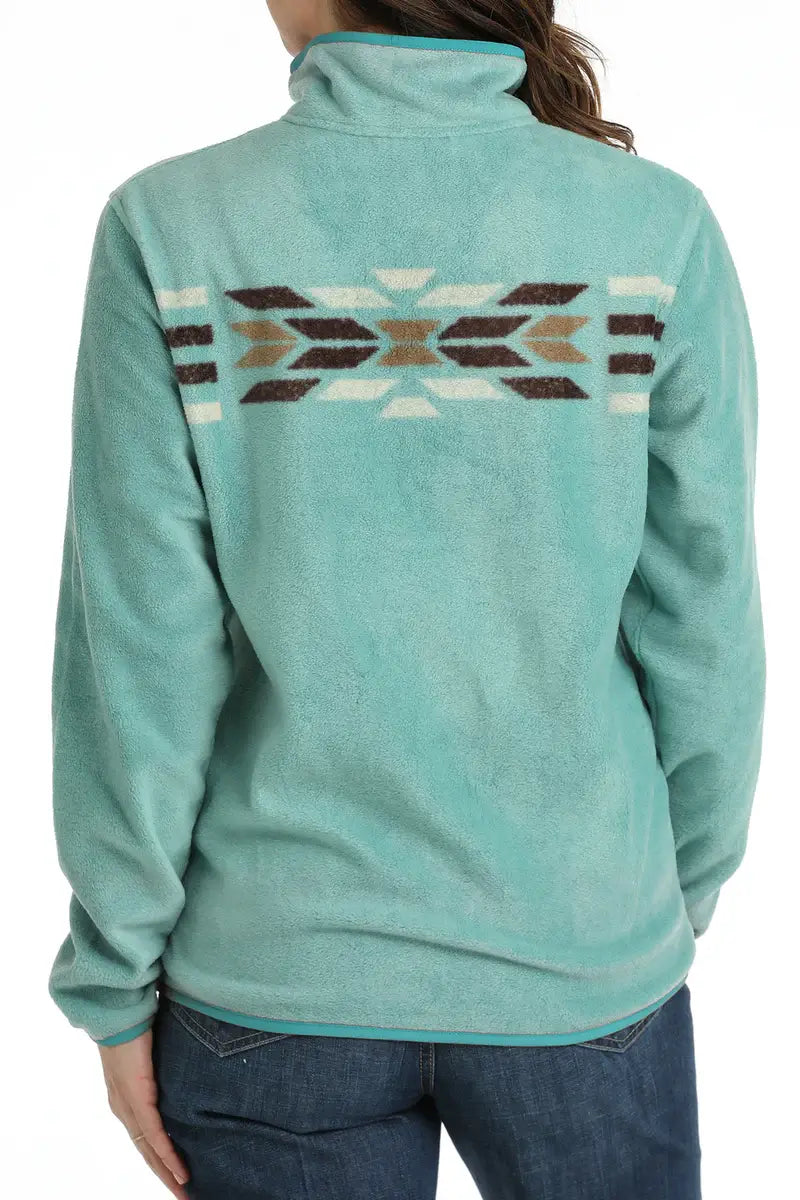 Cinch | Ladies Turquoise Polar Fleece Pullover Back View