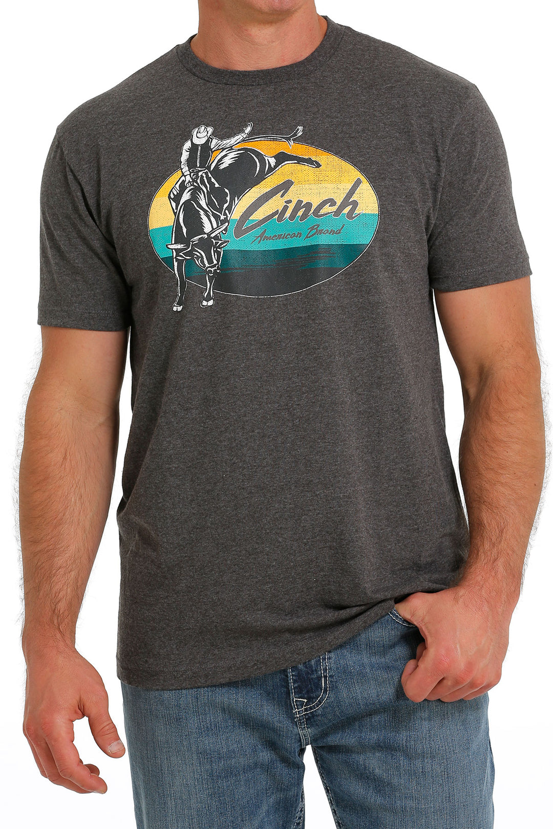 Front view Cinch | Athletic Grey Logo Tee