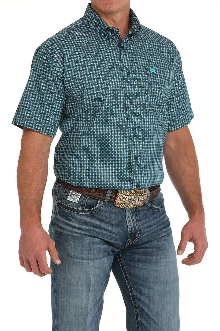 Cinch | Blue Geometric Print SS Shirt