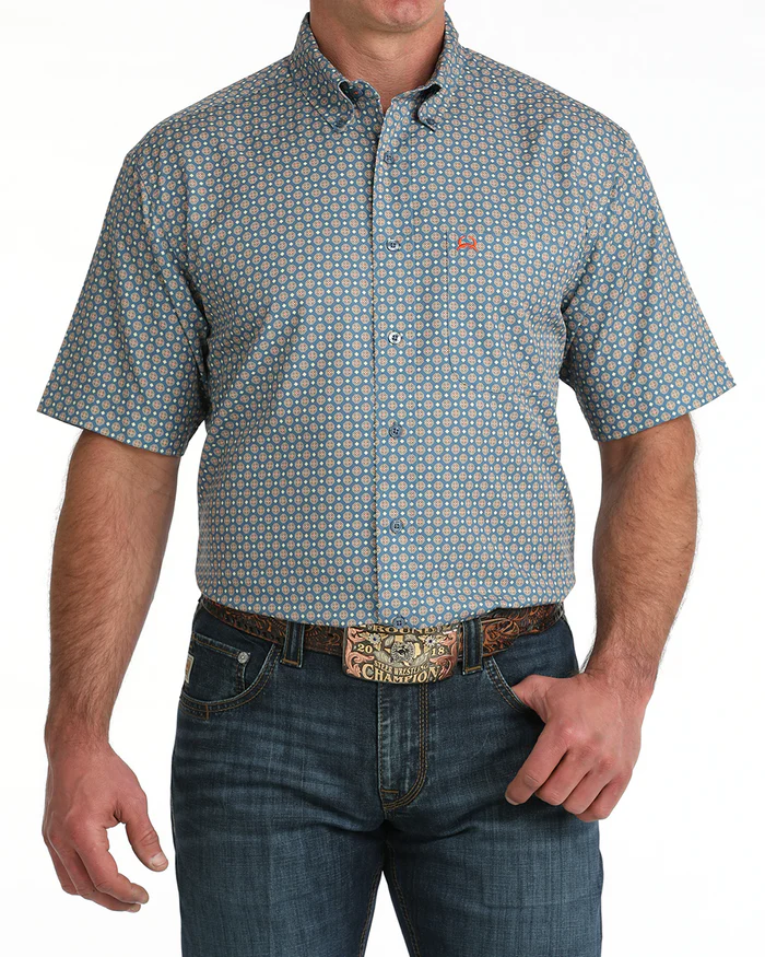 Cinch | Arenaflex Blue Geometric SS Shirt