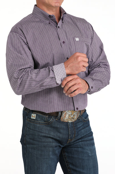 Cinch | Classic Purple Print LS Shirt Cuff View
