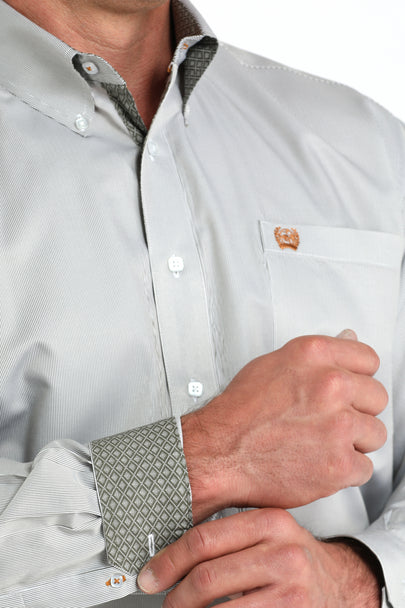 Cinch | Classic Olive Stripe LS Shirt Cuff View