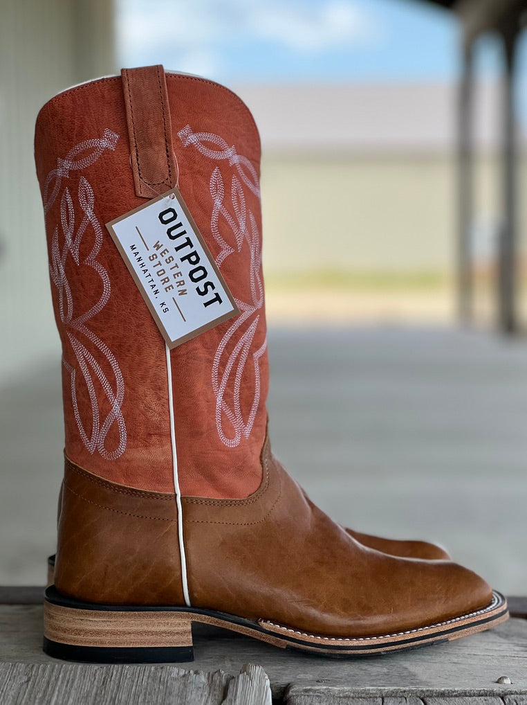 Side View Olathe Boot Co. | Vanilla Navajo Bison Boot