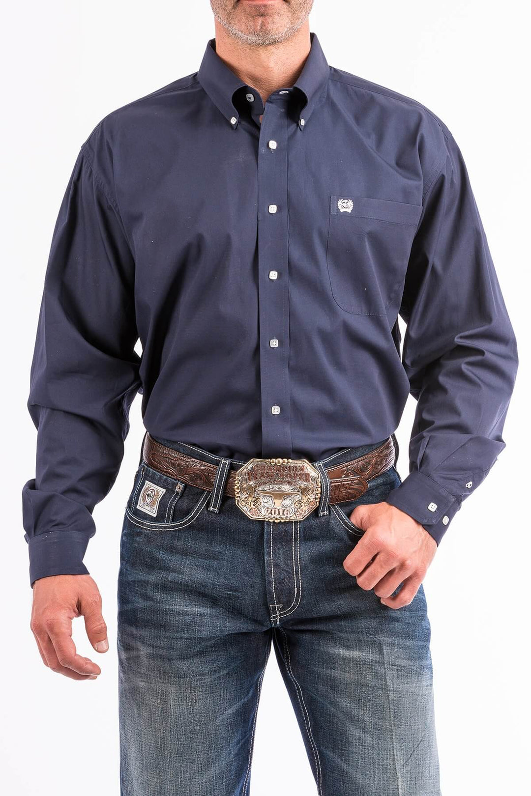 Cinch | Classic Solid Navy Button-Down Long Sleeve Shirt