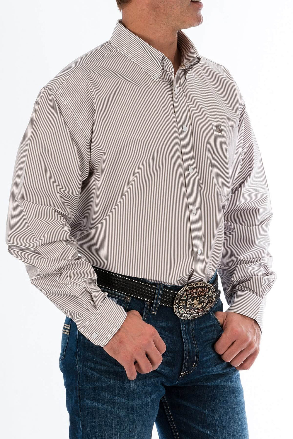 Cinch | Khaki Stripe LS Shirt