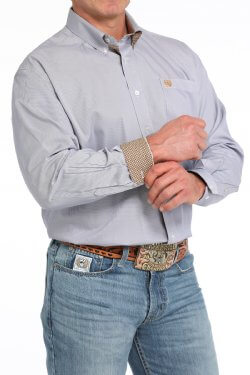 Cinch | Classic Purple/White Pinstripe LS Shirt Featured Cuff