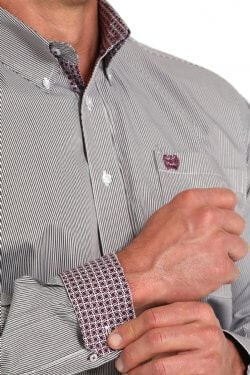 Cinch | Tencel Multi Striped Button-Down LS Shirt Cuff View