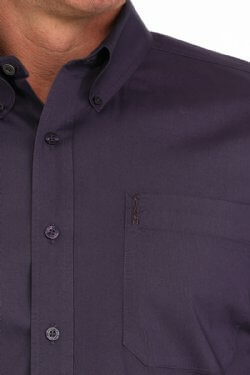 Cinch | Dark Purple Modern Fit LS Shirt close up view