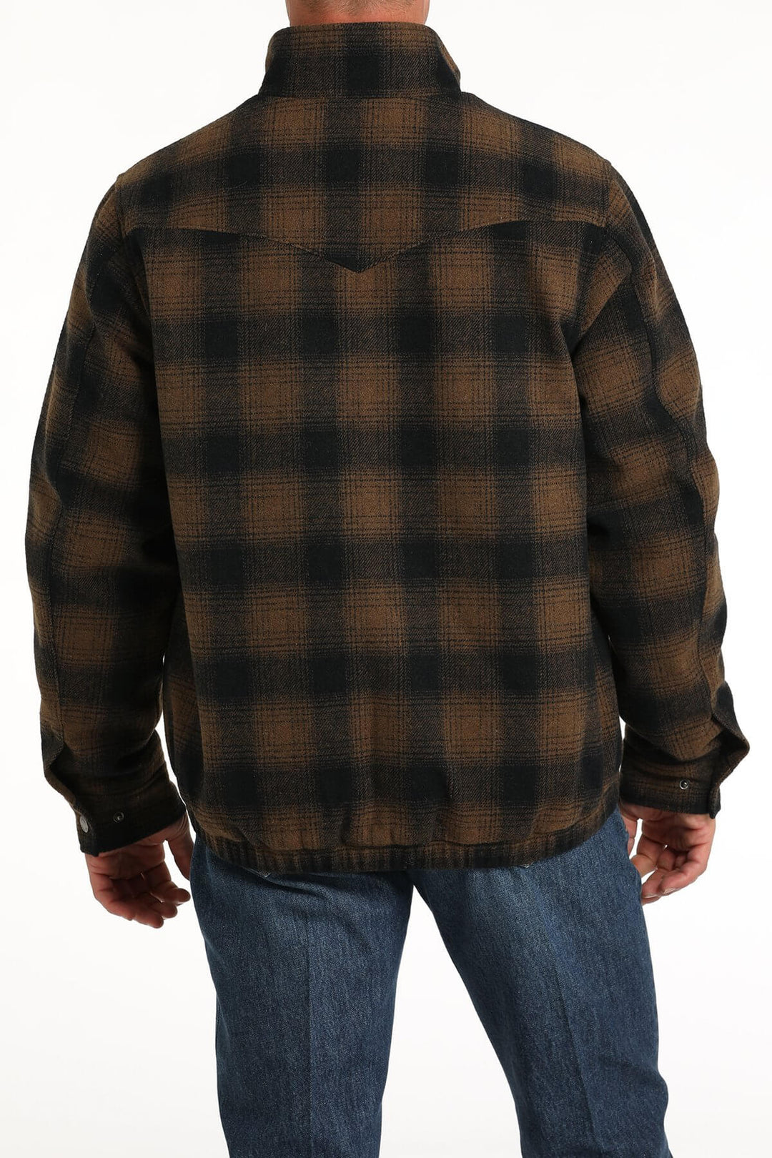 Cinch | Brown Plaid Concealed Carry Trucker Jacket Back View