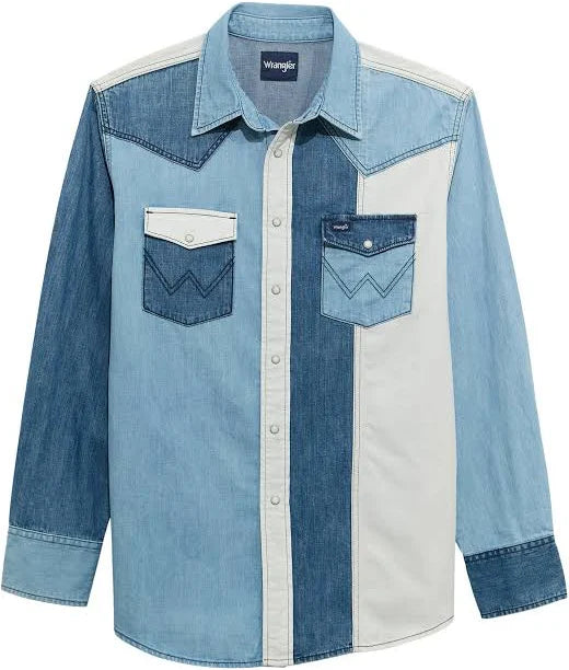 Wrangler | Vintage-Inspired Denim Block Western LS Shirt
