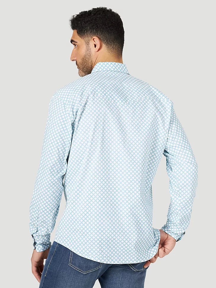 Wrangler | 20X Competition White/Teal Print LS Shirt
