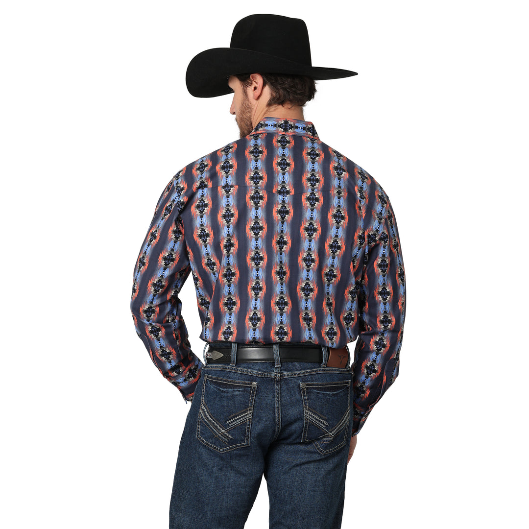 Wrangler | Mens Gray/Multi Checotah Western LS Shirt | Classic Fit