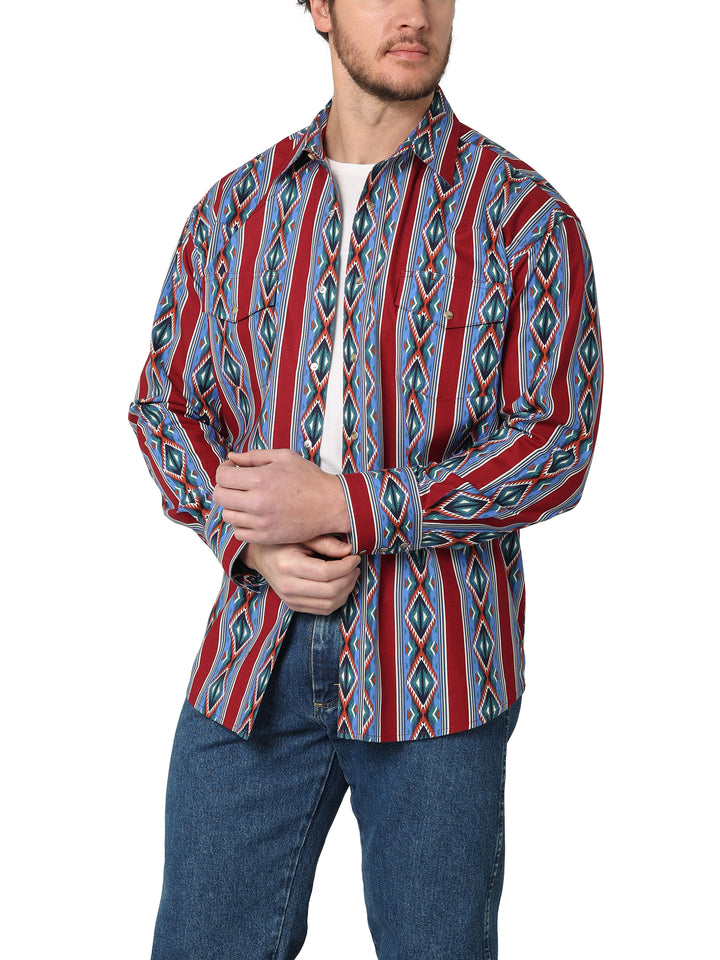 Wrangler | Blue/Multi Checotah Western LS Shirt | Classic Fit