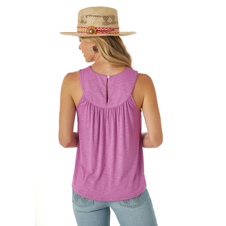 back view Wrangler | Ladies Purple Bib Tank Essential Shirt