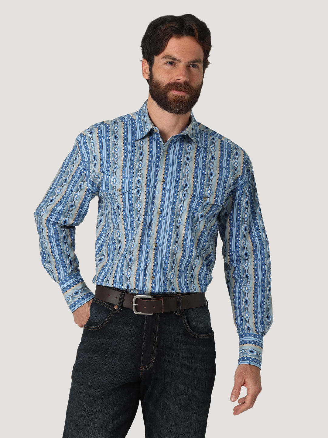 Wrangler | Checotah® Blue Western Shirt
