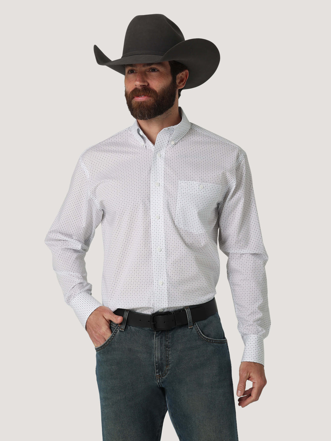 Wrangler | Classic White Print LS Shirt