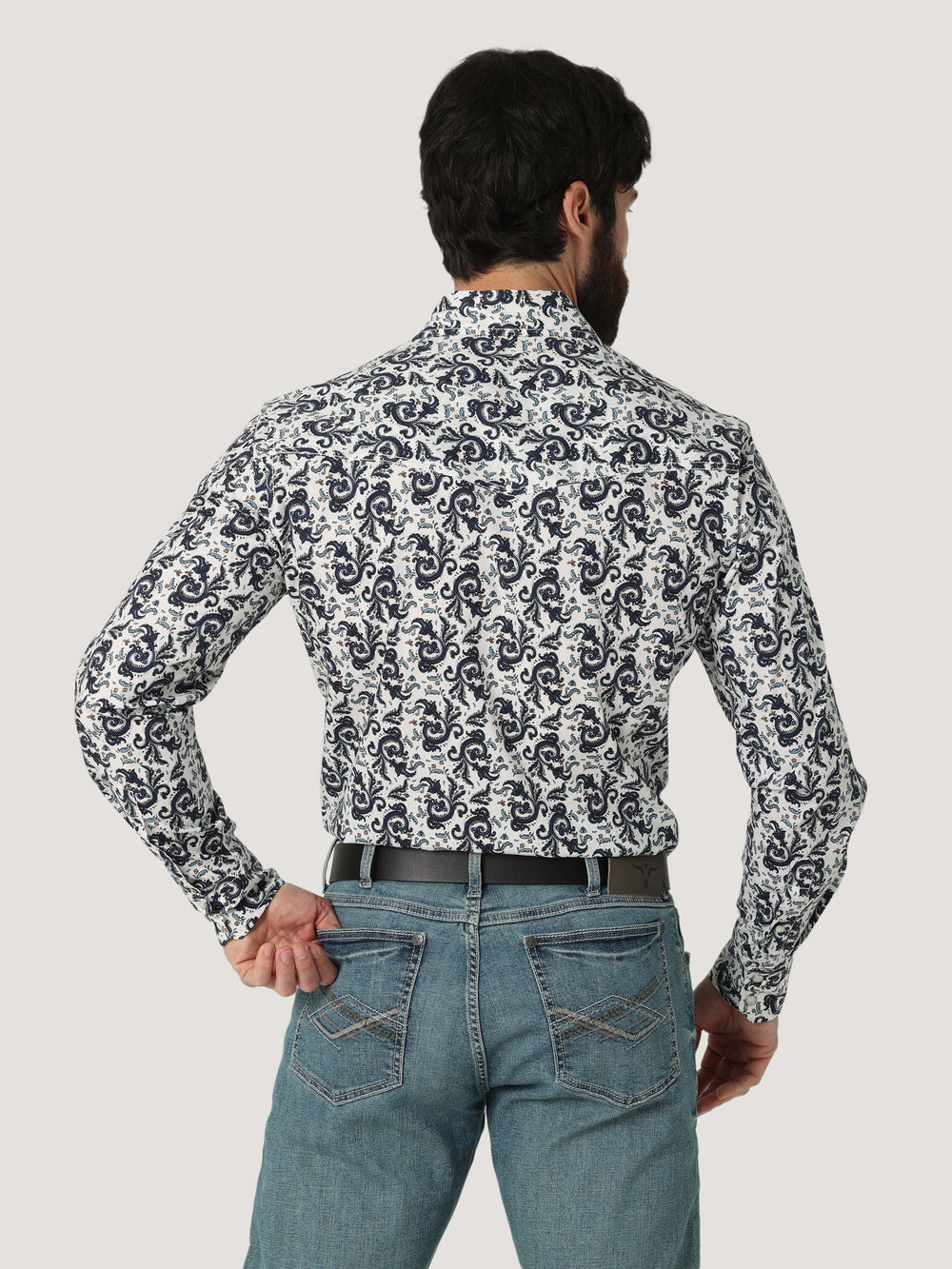 Back view Wrangler | 20X Competition Blue Print Shirt