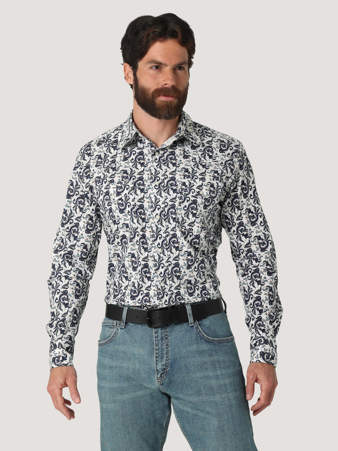 Front view Wrangler | 20X Competition Blue Print Shirt