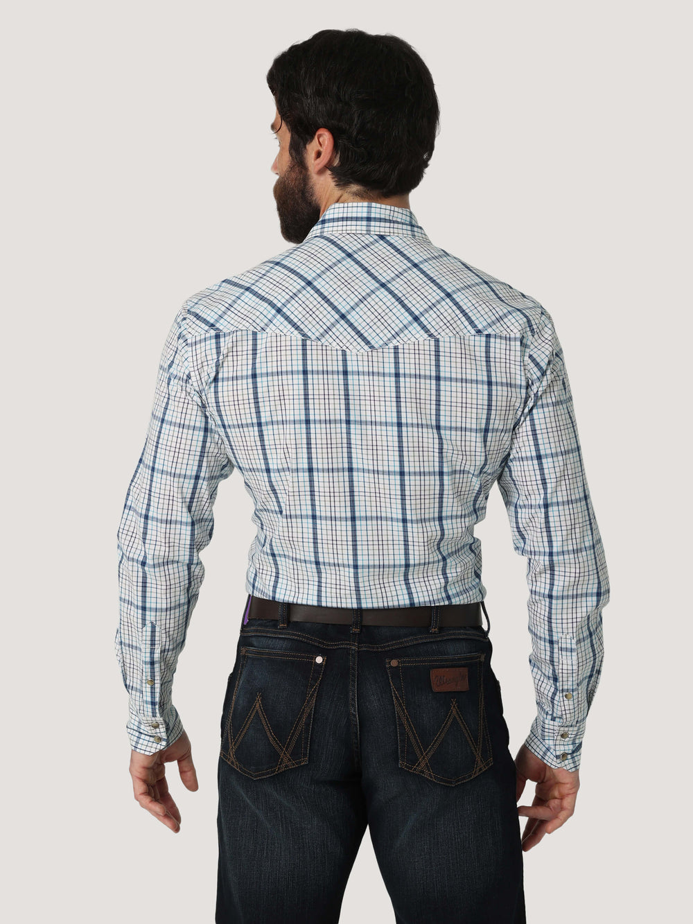 back view Wrangler | 20X Competition Blue Plaid Shirt