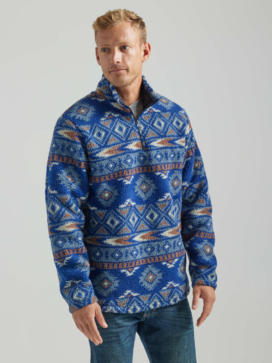 Wrangler | Sherpa 1/4 Zip Pageant Blue Pullover