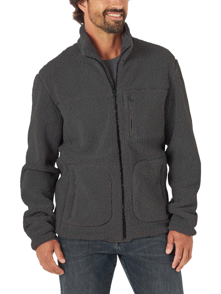 front Wrangler | Charcoal Multi Pocket Sherpa Jacket