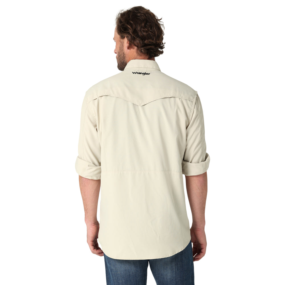 Back view Wrangler | Solid Beige Western Performance Snap Shirt