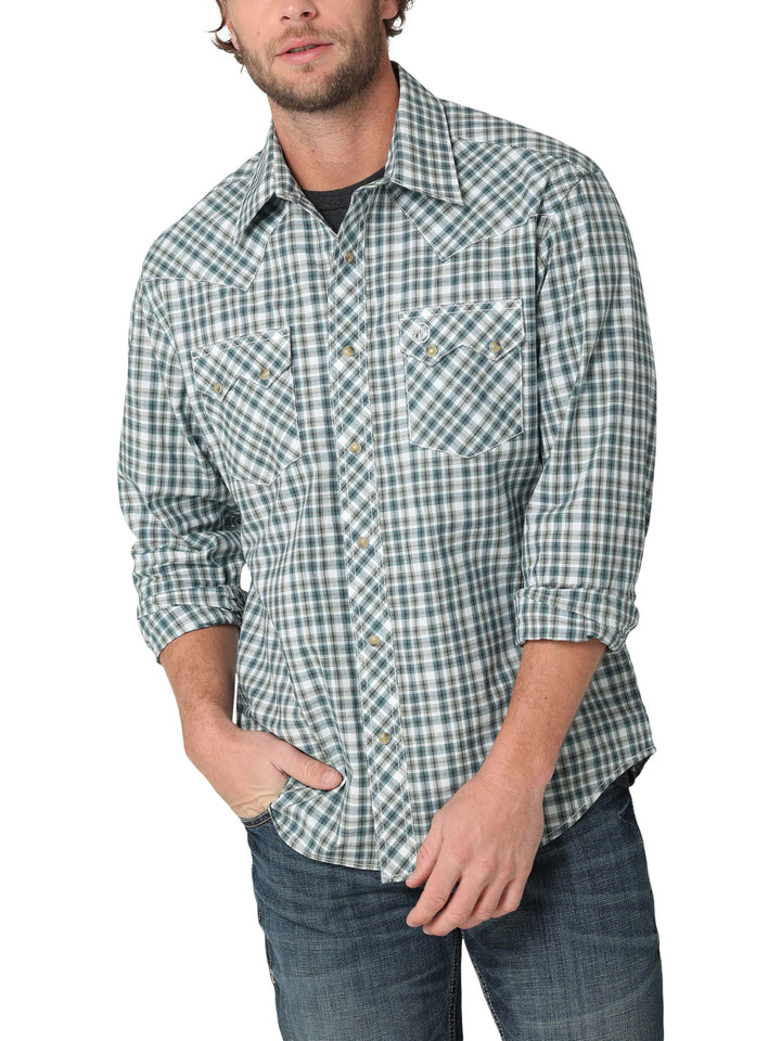Wrangler | Retro Modern Fit Green Plaid LS  Shirt