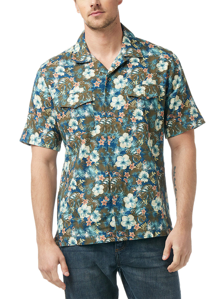 front Wrangler | Coconut Cowboy Green Floral SS Shirt
