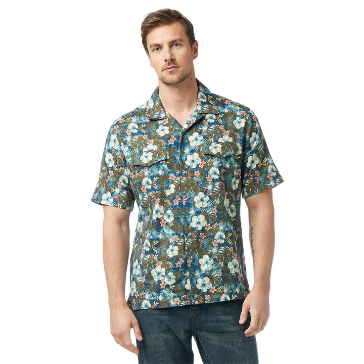 full front Wrangler | Coconut Cowboy Green Floral SS Shirt