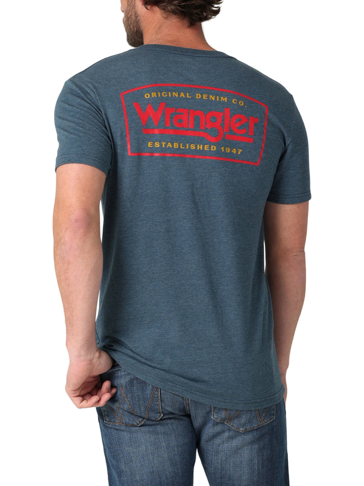 back Wrangler | Navy Denim Logo T-Shirt