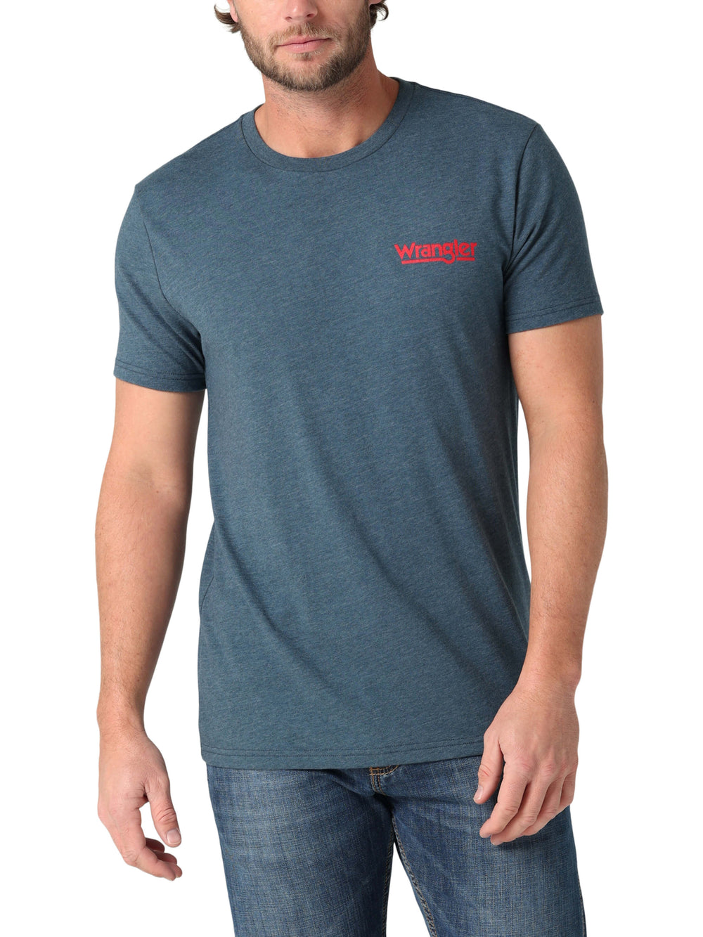 front Wrangler | Navy Denim Logo T-Shirt