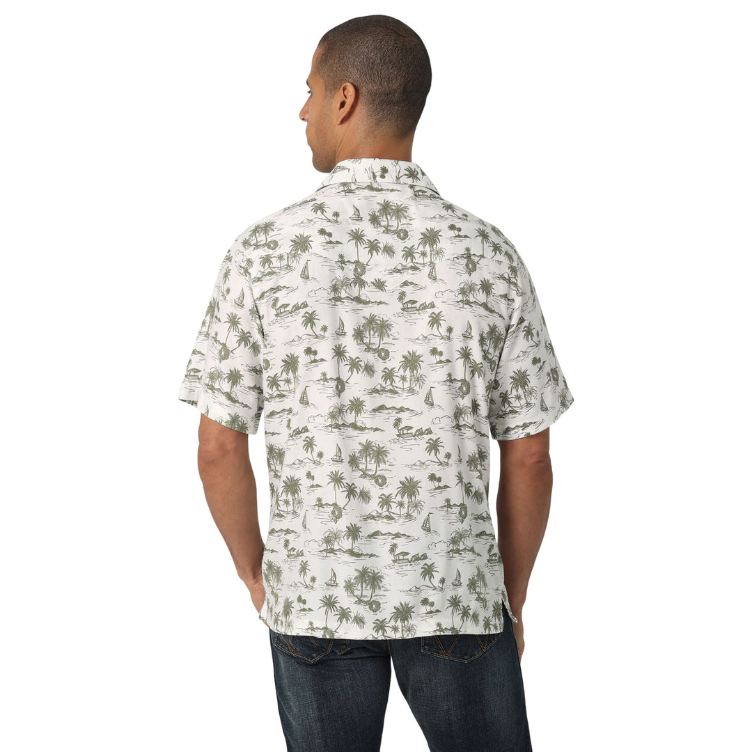 back view of white coconut cowboy shirt