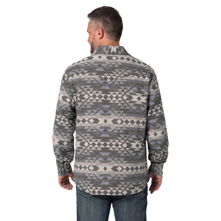 back view Wrangler | Retro Premium Grey Jacquard LS Shirt