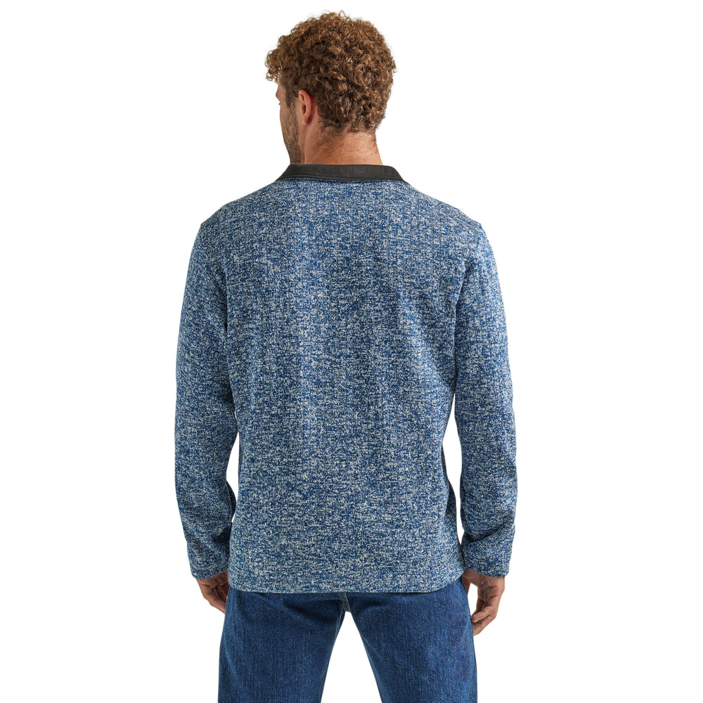 back view Wrangler | George Strait 1/4 Zip Pullover Blue Heather