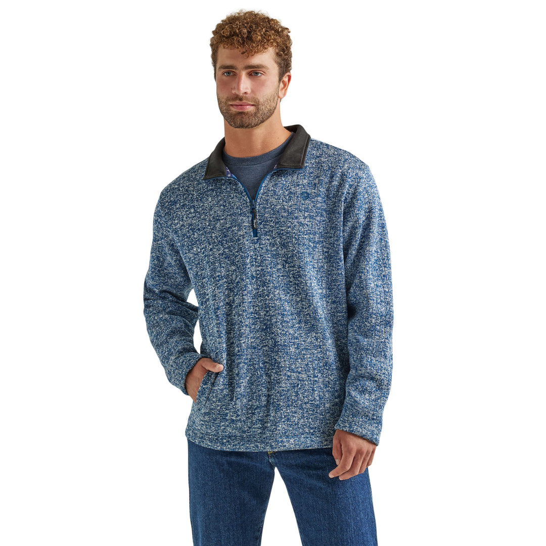 front view Wrangler | George Strait 1/4 Zip Pullover Blue Heather