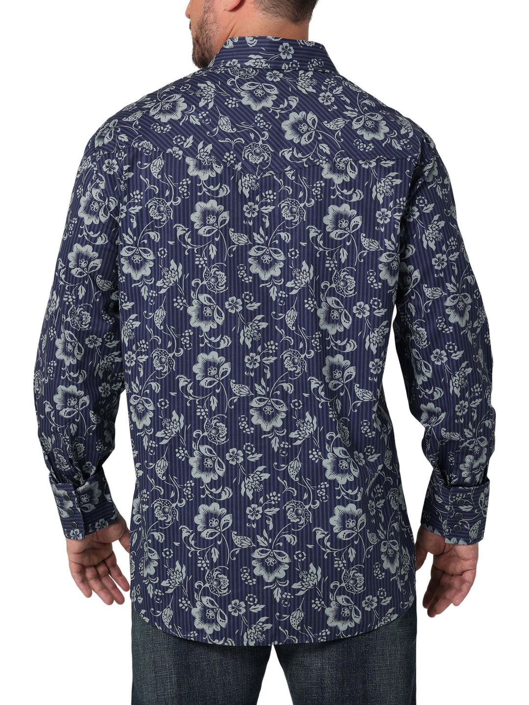 back Wrangler | Coconut Cowboy Navy LS Shirt