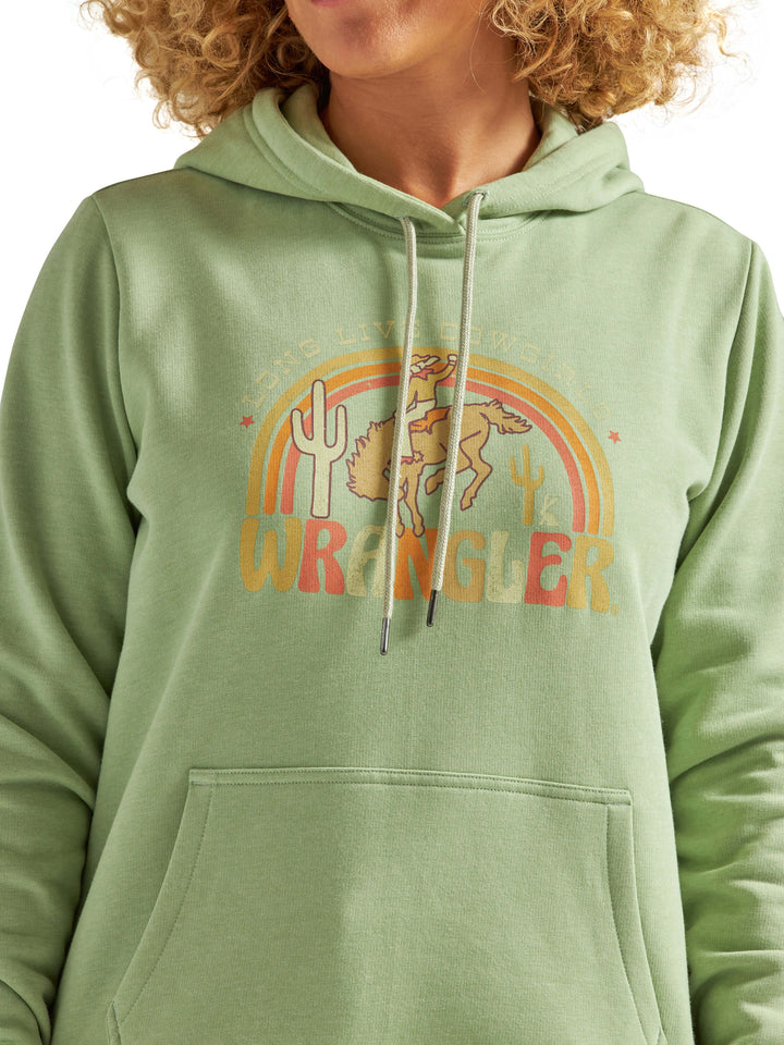 close up view Wrangler | Long Live Cowgirls Reseda Heather Hoodie