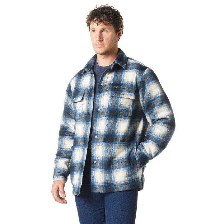 front view Wrangler | Flannel Sherpa Lined Tannin Shirt Jacket