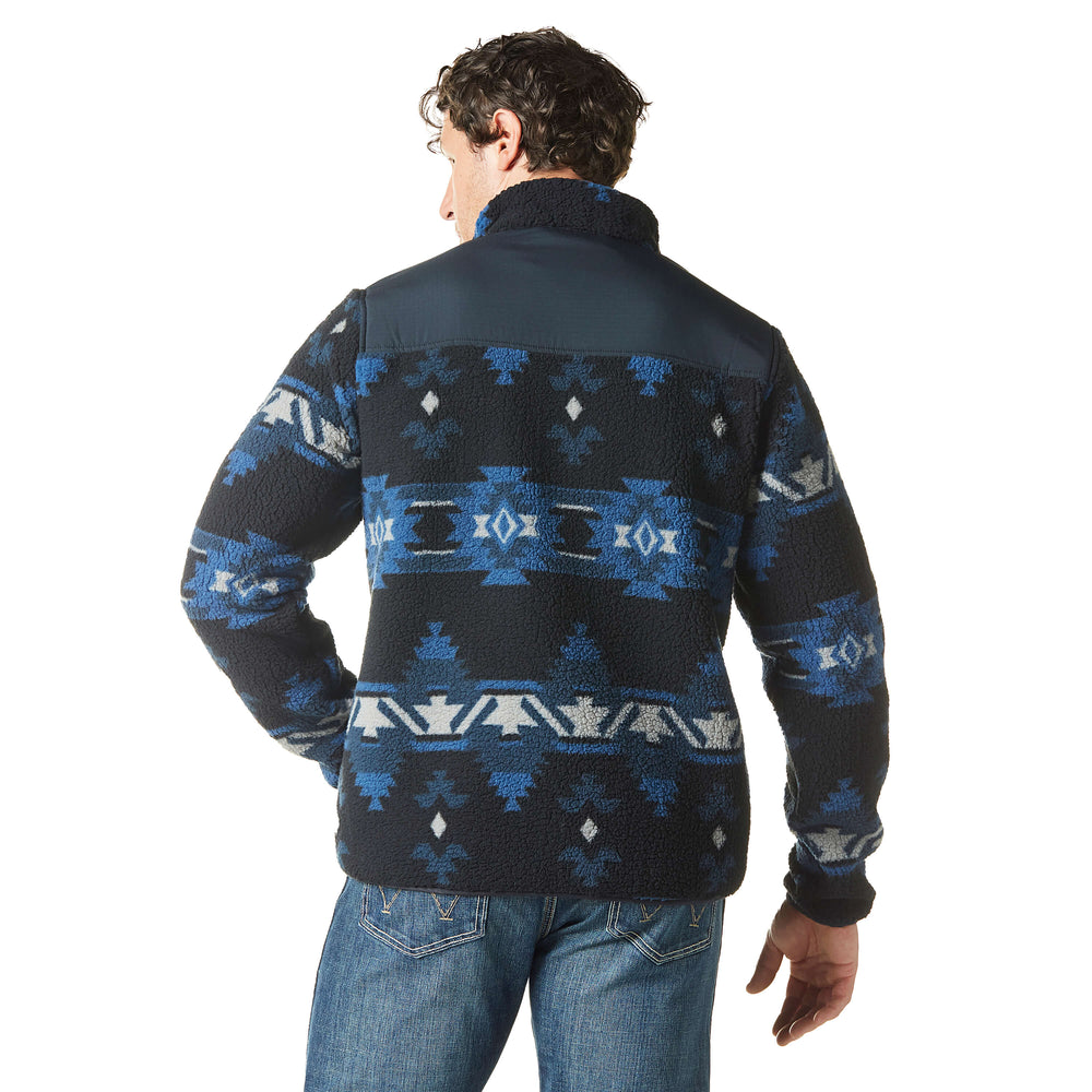 back view Wrangler | Mixed Zip Up Ensign Blue Sherpa
