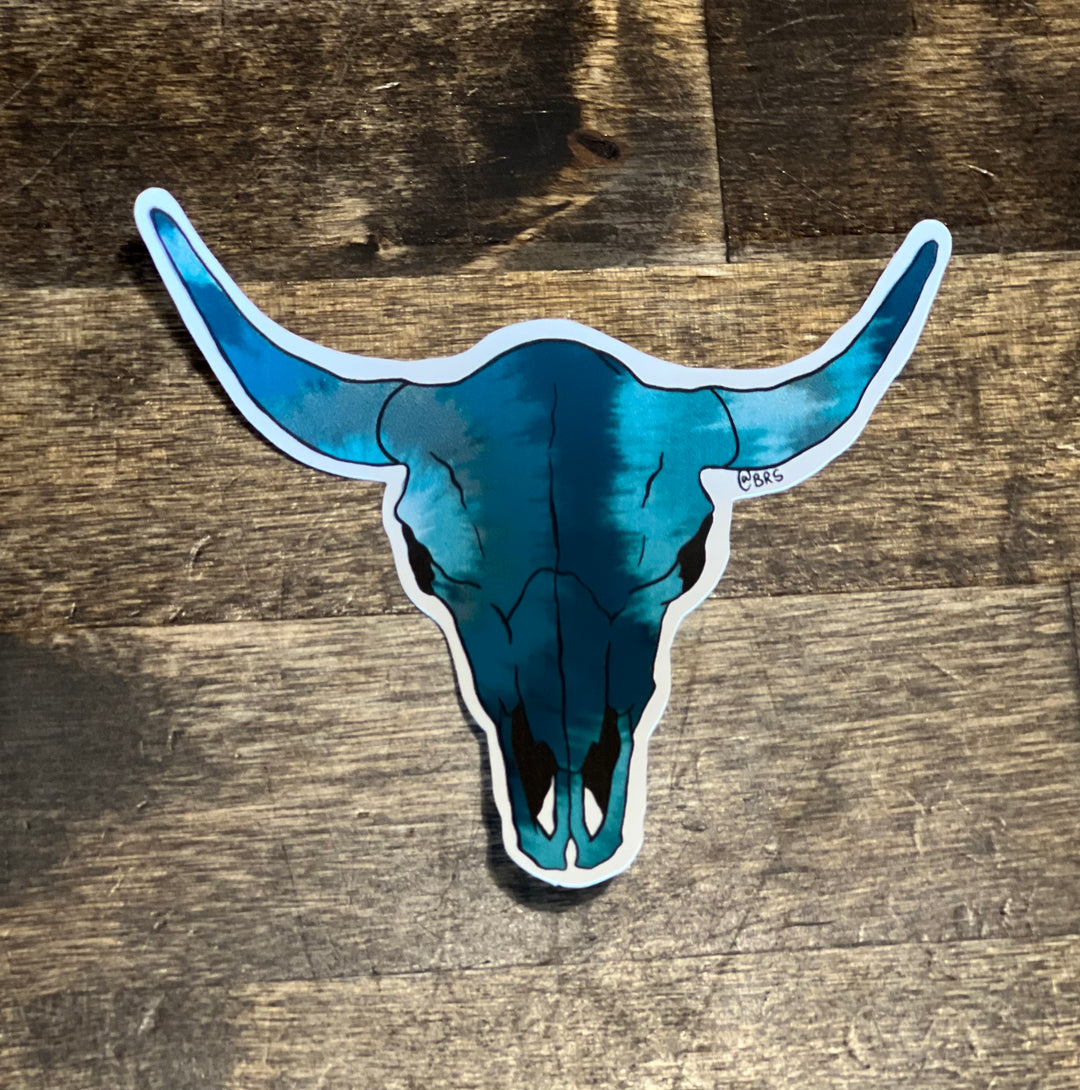 Turquoise cow skull sticker