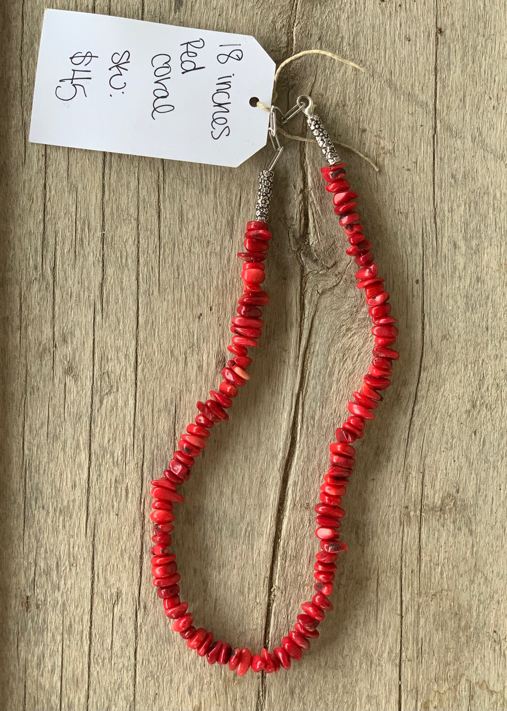 18” Red Corral Natural Shape Beads. 