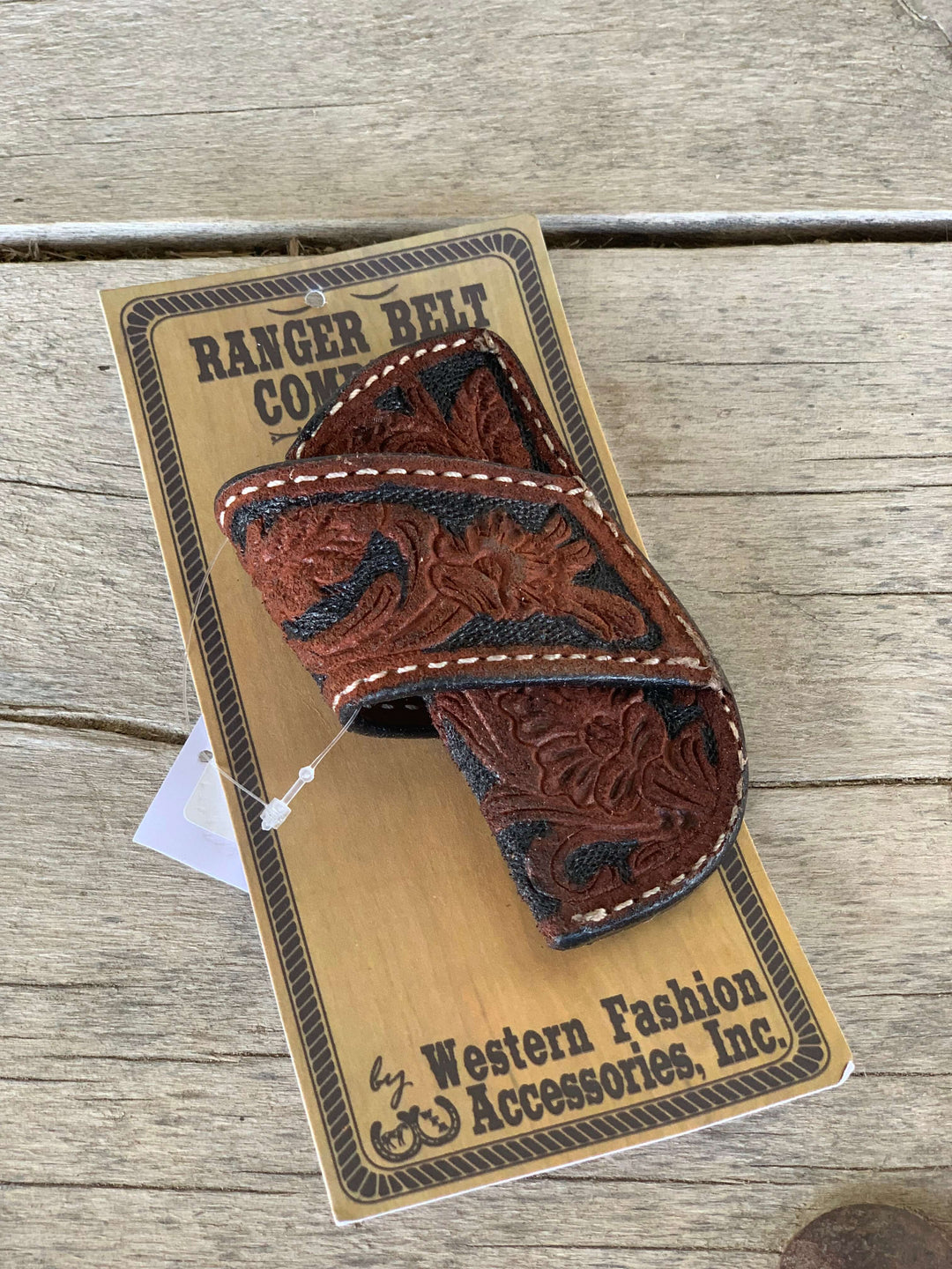 Ranger Belt Co. | Chestnut Leather Rough Out Floral Tooled 4" Knife Sheath