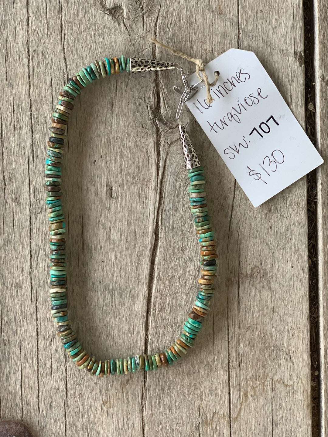 16” Natural Turquoise Disc Necklace.